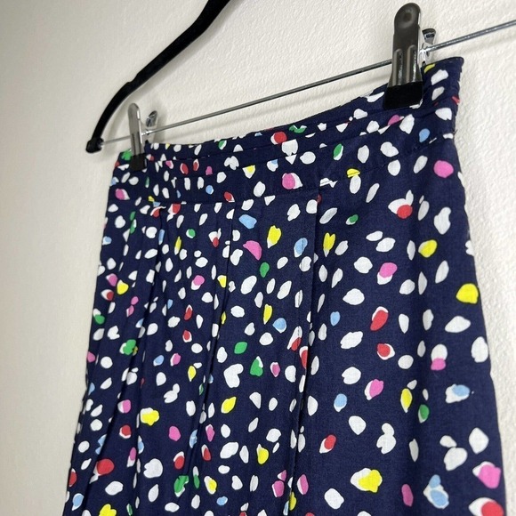 J. Crew Navy Blue Colorful Tulip Skirt in Ratti Happy Cat Print Polka Dot Sz 00 - Picture 6 of 16